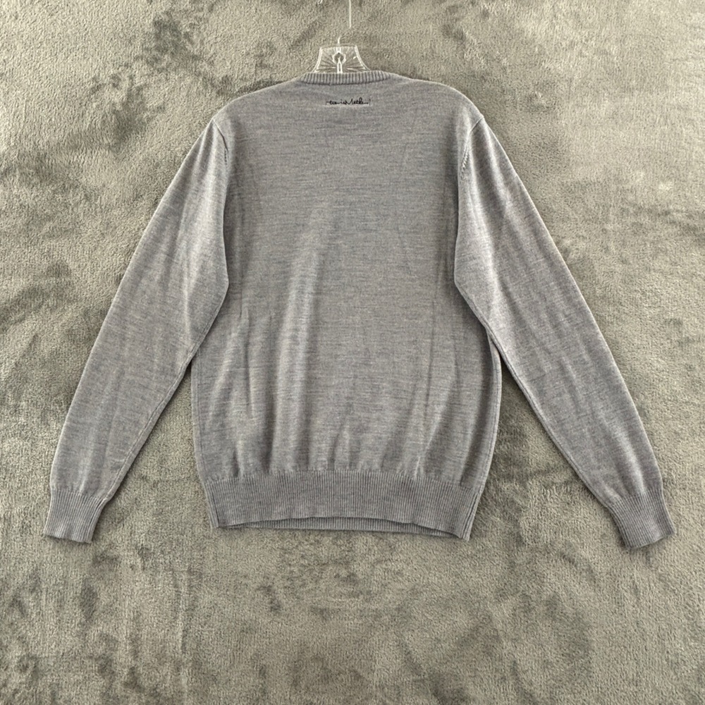 Travis Mathew Merino Wool V-Neck Sweater Mens M Gray Stretch Knit Pullover - Picture 2 of 6